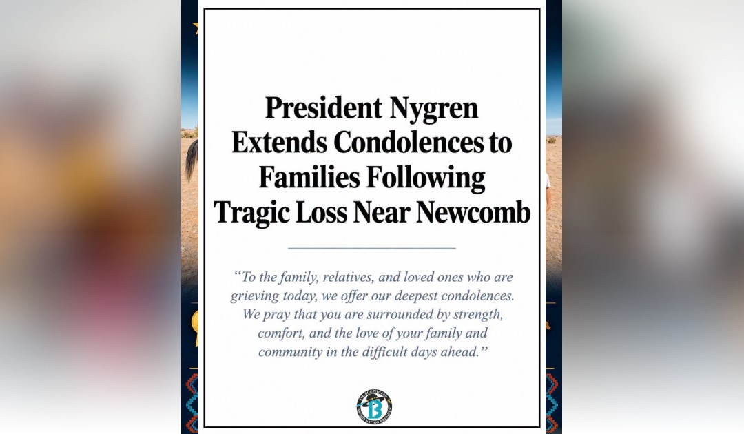Official Navajo Nation condolence graphic for families following the tragic loss near Newcomb