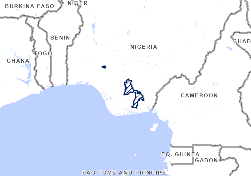 GDACS map of Nigeria with reported and modelled flood areas marked for event FL 1104186